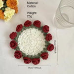 Load image into Gallery viewer, Handmade Rose Bouquet Coaster Crochet Cotton Round N6G049