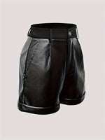 Load image into Gallery viewer, High Waist PU Leather Shorts Women Office N6B182