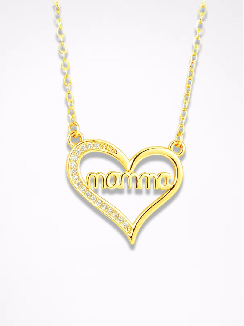Zircon MOM Heart Pendant Necklace N6D521