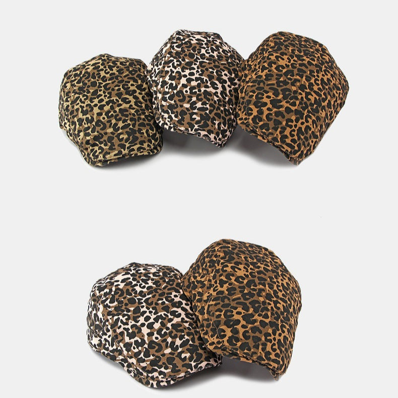 Vintage Leopard Newsboy Cap Women Adjustable N6G202