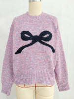 Load image into Gallery viewer, Round Neck Bow Knit Sweater Casual Women N6G147