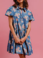 Load image into Gallery viewer, Printed Denim Shirt Dress Women N6D084