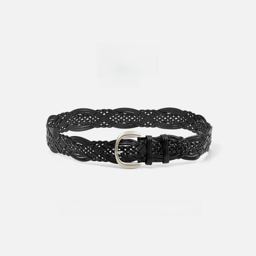 No-Hole Handwoven Faux Leather Belt Women N6H326