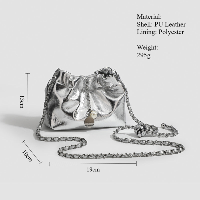 Pleated Bucket Bag PU Cloud Silhouette S5P309