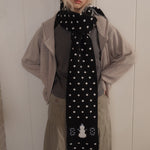 Load image into Gallery viewer, Womens Wool Blend Snowman Polka Dot Jacquard Knit Scarf N6K242