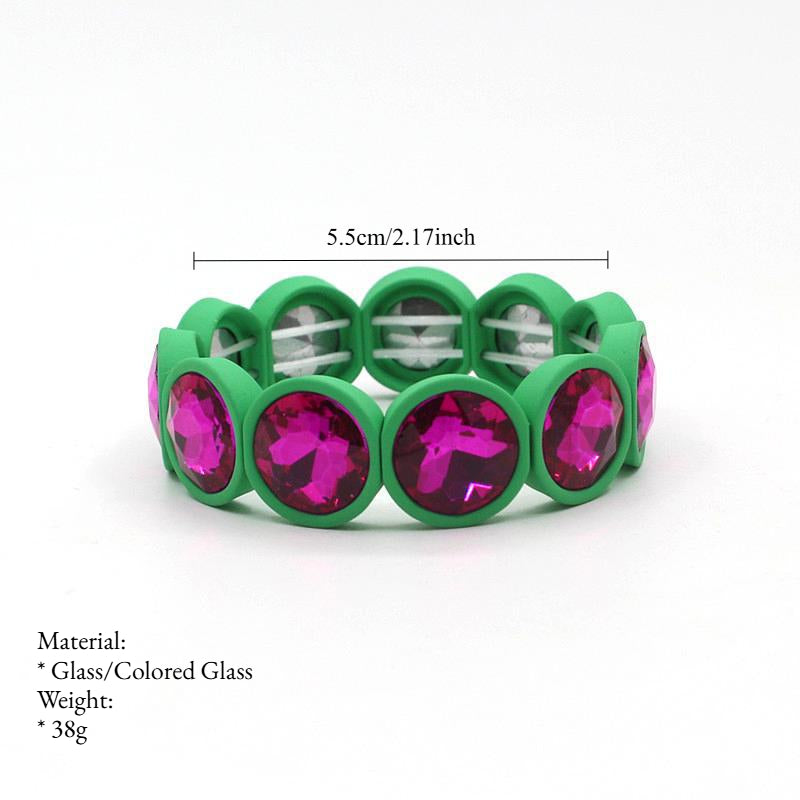 Enamel Flower Bangle Color Crystal Glass Stove S5P031