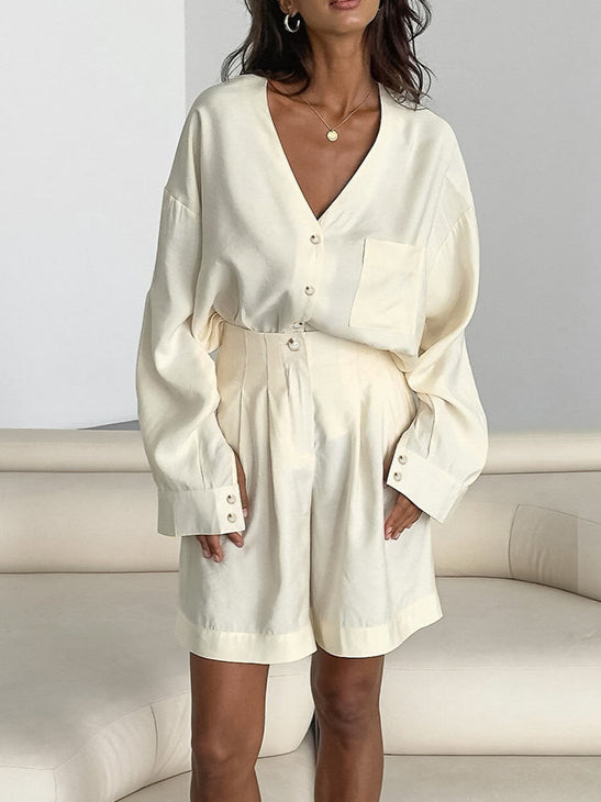 Cardigan Short Set Lightweight Beige N5Z637