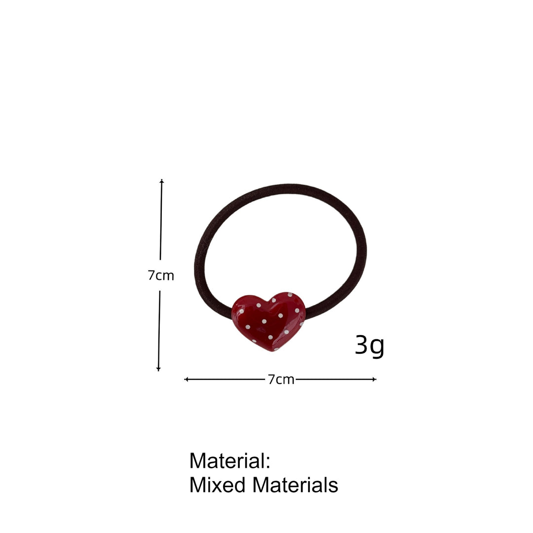 Polka Dot Heart Hair Tie Retro High Elastic N6F069