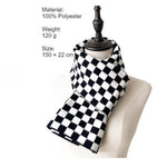 Load image into Gallery viewer, Checkerboard Knit Scarf Women Black Brown N6H250