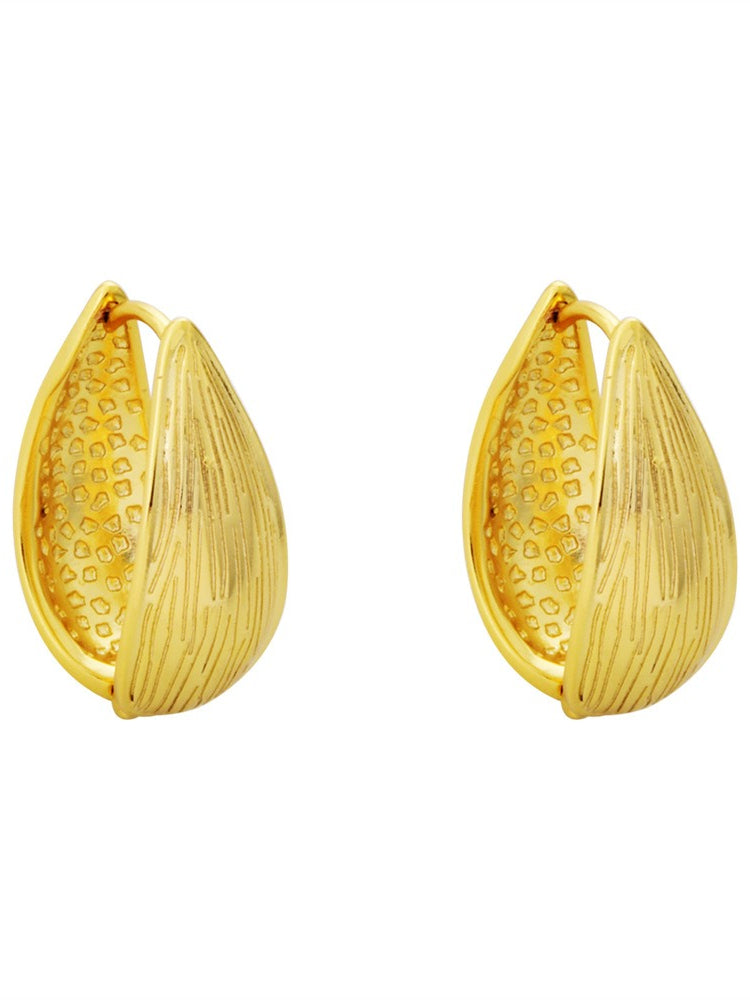 Teardrop Cuff Earrings Double Sided Texture Women N6C064