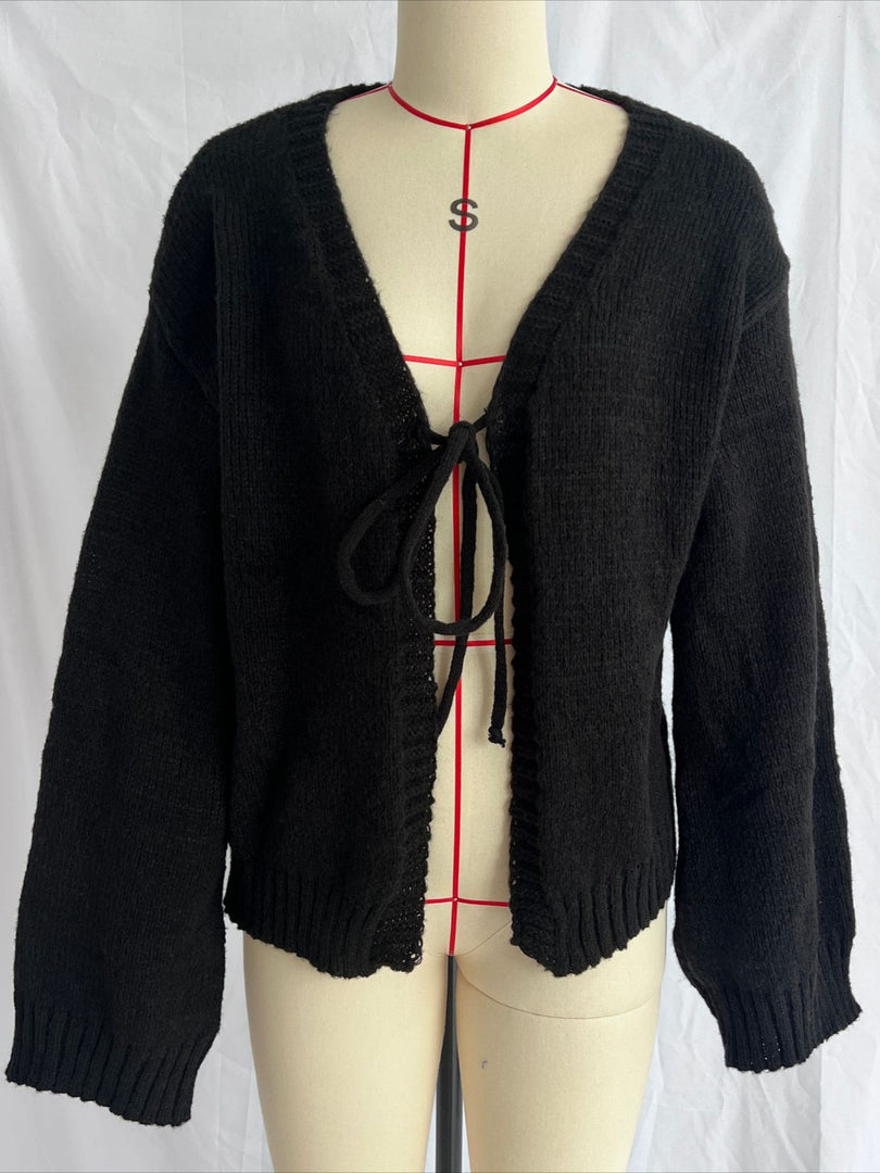 Solid Sexy V-Neck Slim Fit Hand-Tied Knit Cardigan N6G142