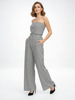 Load image into Gallery viewer, Strapless Stripe Jumpsuit Women Straight Leg N6C251