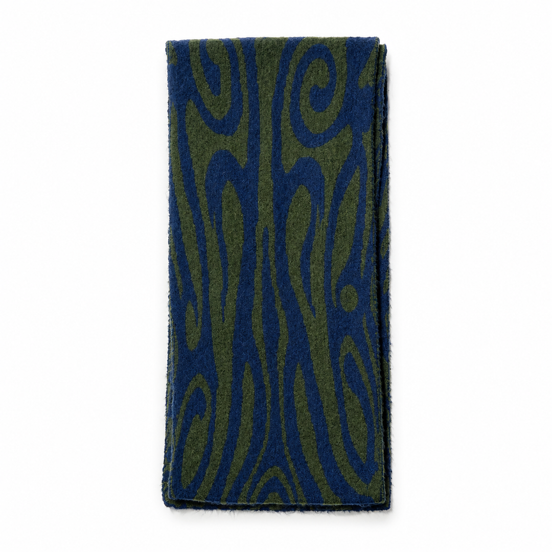 Wool Blend Patchwork Jacquard Knit Scarf N6K230