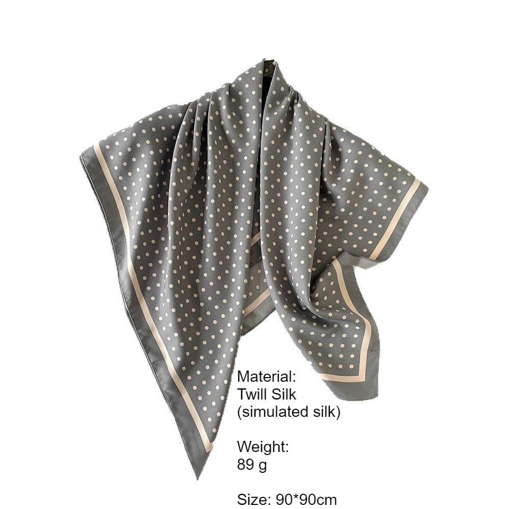 Silk-Like Twill Square Scarf 90cm Printed Shawl N6G223