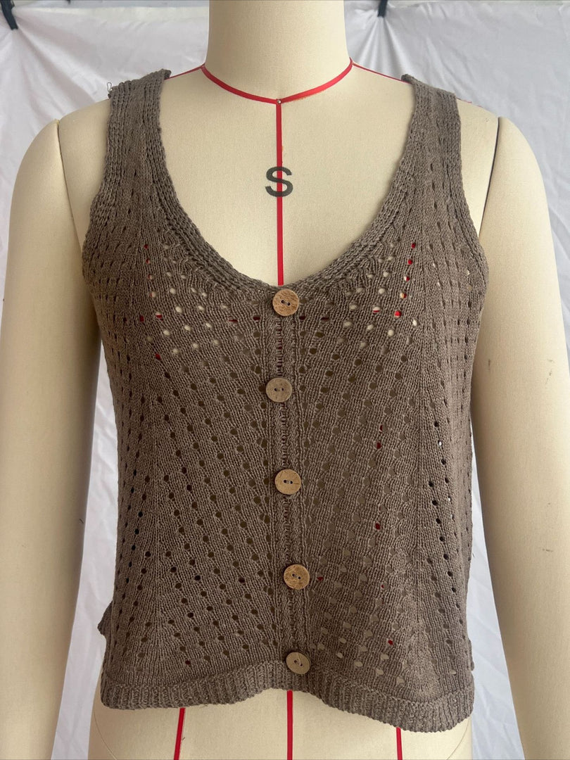 Lace V-Neck Knit Vest Slim Fit Women N6G144
