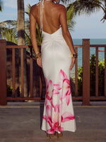 Load image into Gallery viewer, Bandeau Bodycon Dress V Back Pleated Print N5Z158
