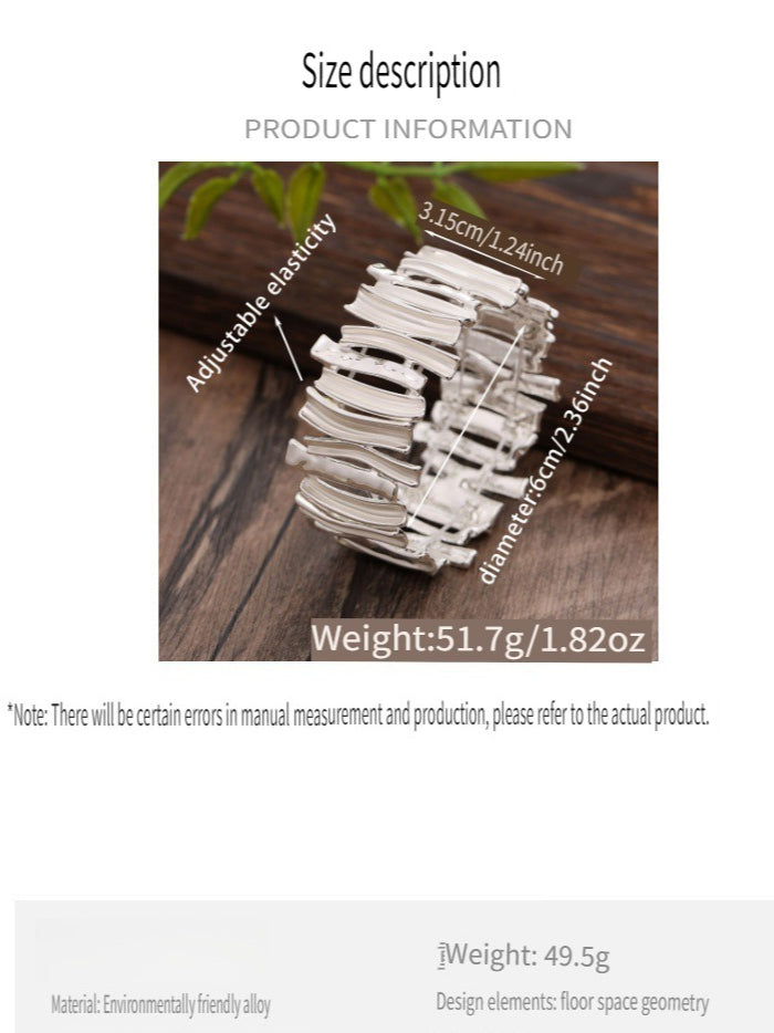 Enamel Exaggerated Geometric Stretch Bangle Women N6C217