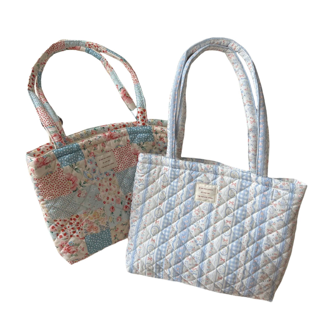 Floral Quilted Cotton Tote Bag Dual Strap System S5P356