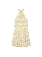 Load image into Gallery viewer, Yellow Polka Dot Chiffon Halter Dress Backless N6F198