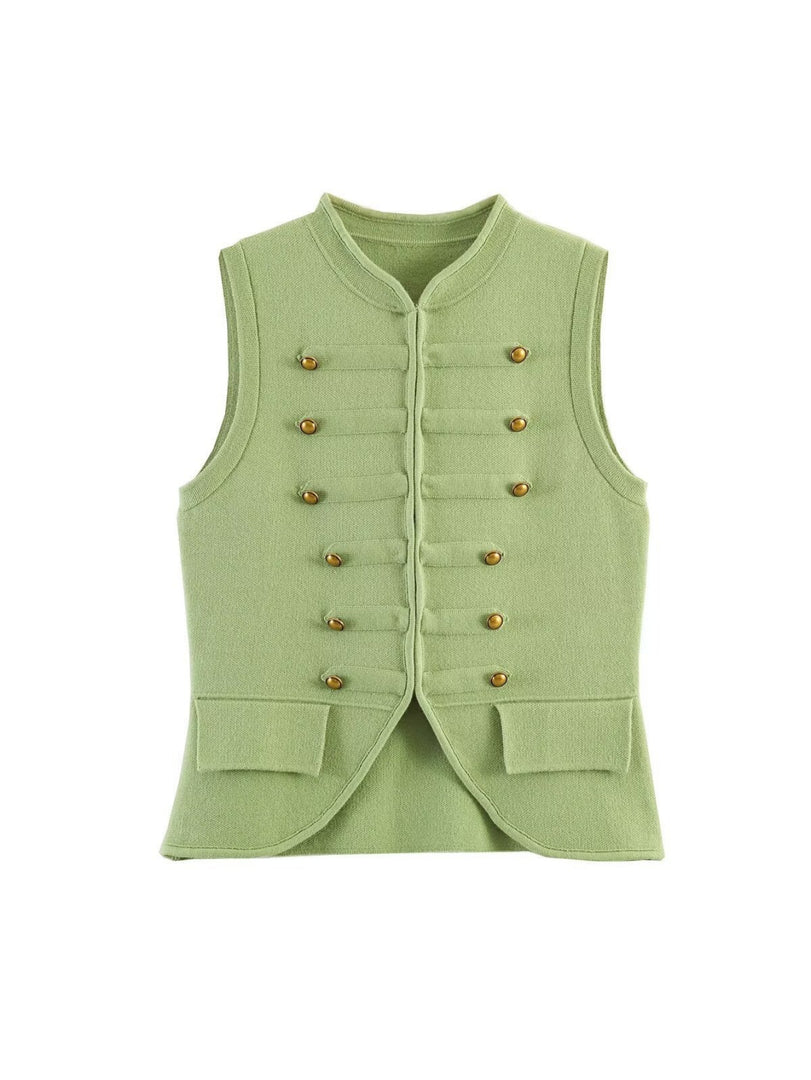 Sleeveless Knot Front Fitted Knit Tank Top Women N6F004
