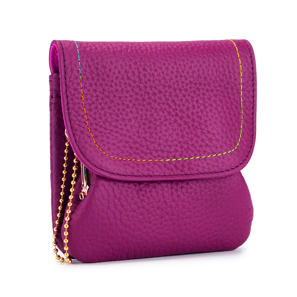 Top Grain Leather Creative Cute Snap Button Coin S5P947
