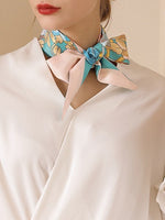 Load image into Gallery viewer, Faux Silk Printed Ribbon Scarf  M5A239