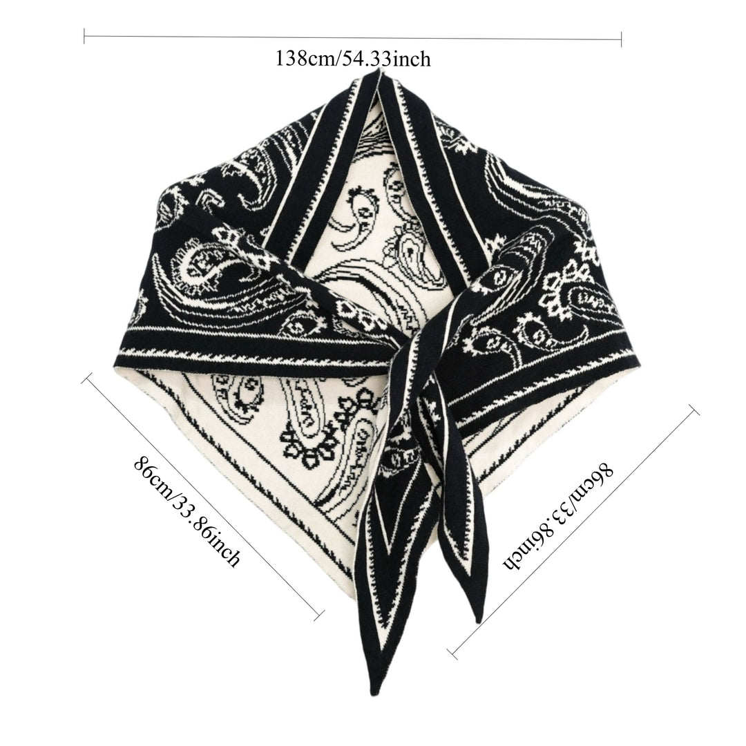 Paisley Cotton Feel Knit Triangle Scarf Shawl N6K244