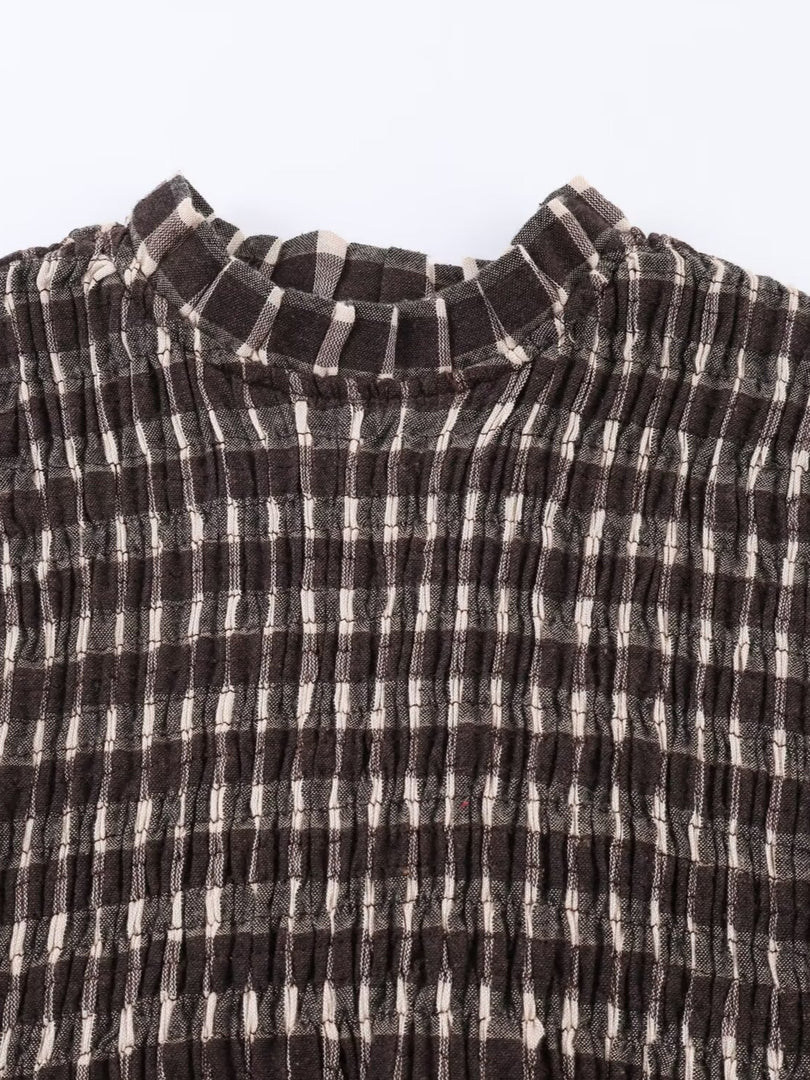 Honeycomb Check Pullover Shirt Women N6C094