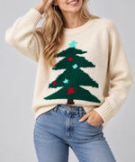 Load image into Gallery viewer, Christmas Tree Knit Sweater Women Round Neck Loose N6H262