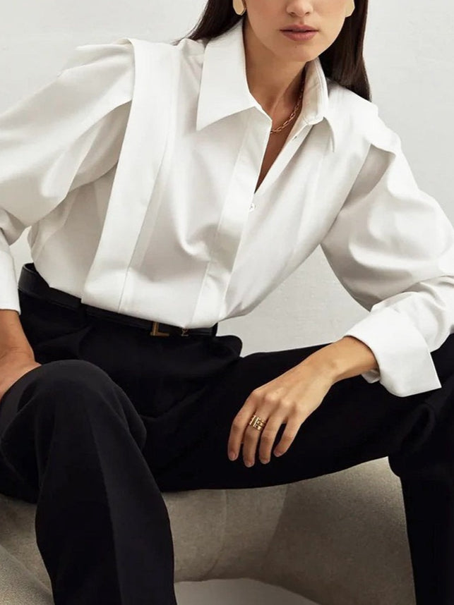 French Sharp Shoulder Slimming Shirt Women N6C136