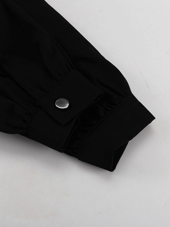 French Peter Pan Collar Black White Short Dress  N6C209