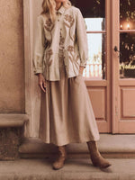 Load image into Gallery viewer, Floral Notch Shirt Relaxed Mid Weight Tan N5Z556