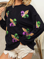 Load image into Gallery viewer, Iris Sequin Knit Sweatshirt Women Black N5A119
