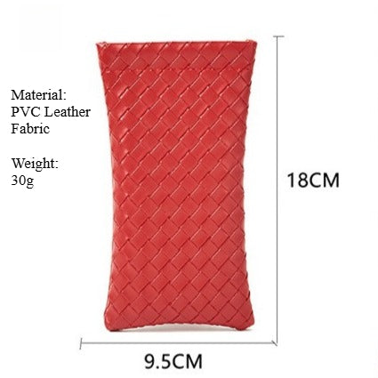 Minimalist PVC Weave Snap Glasses Case Women S5P972