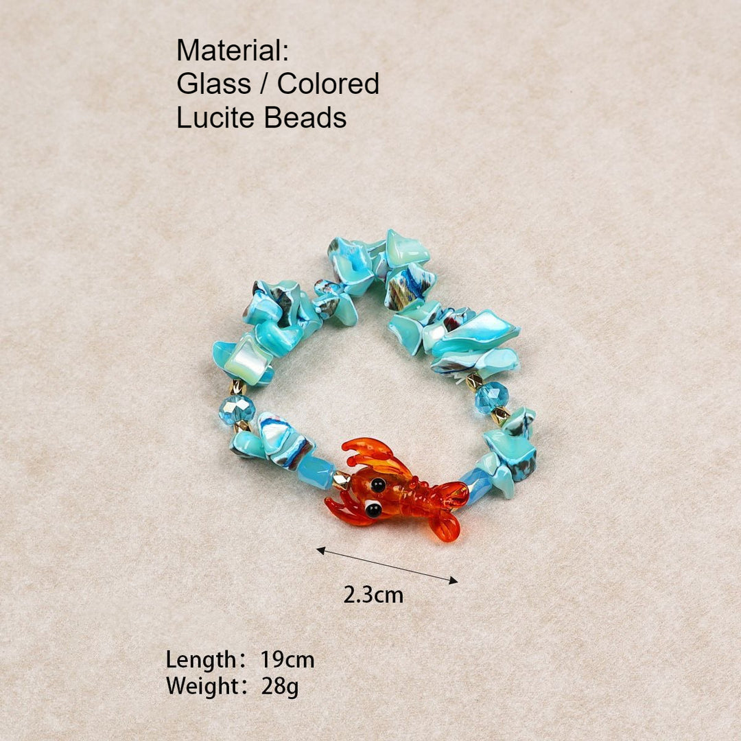 Ocean Lobster Handmade Beaded Stretch Bracelet N6E116