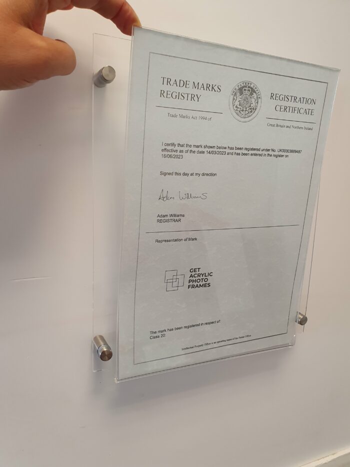 Quick change acrylic frame easy removal