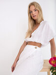 Image 4 of LEAH Linen Crop Top in White from ALBERALKIRK