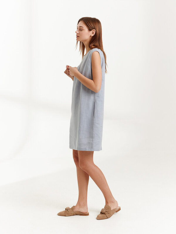 Image 1 of AJA Linen Tank Dress in Bluestone from Love and Confuse