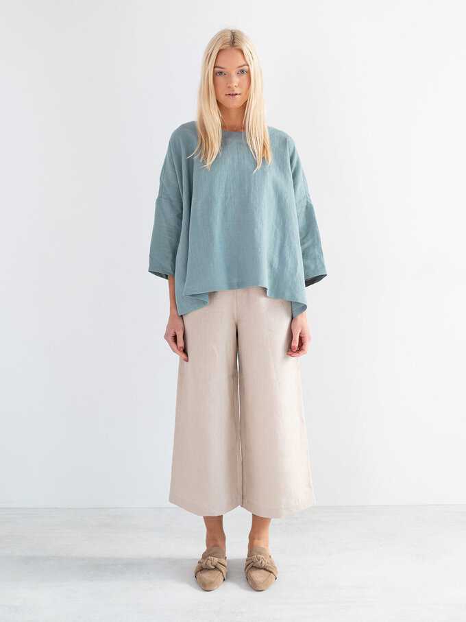 Image 2 of AMELIA Linen Top in Dark Turquoise from Love and Confuse