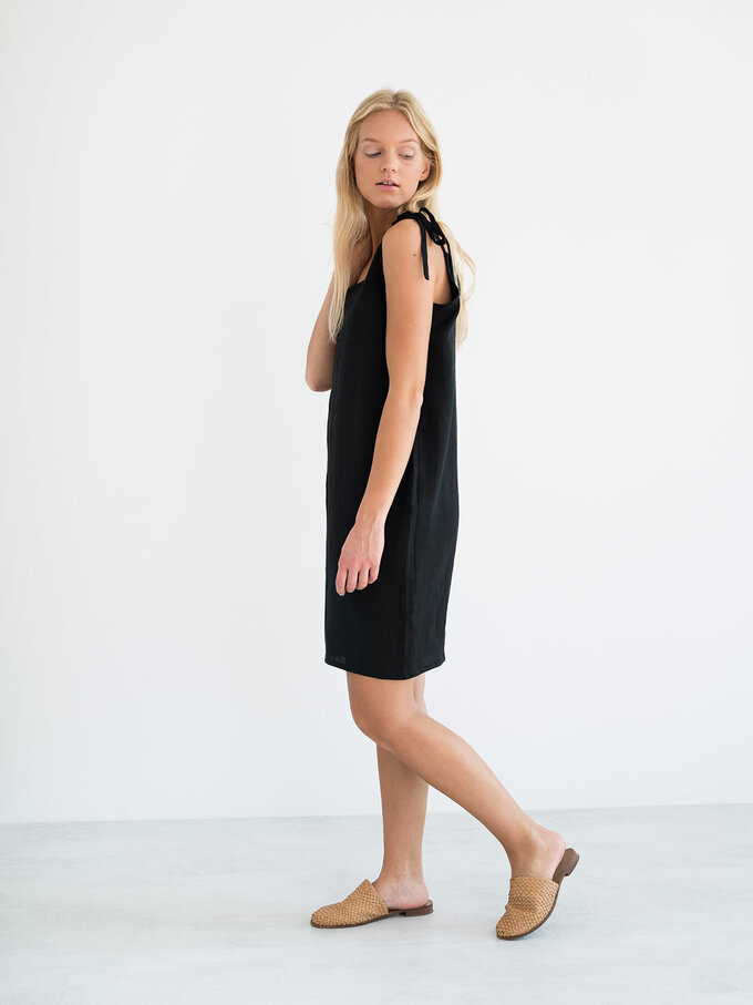 Image 2 of ARIA Linen Slip Dress in Black from Love and Confuse