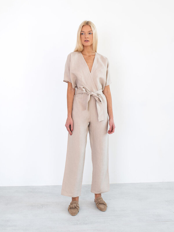 Image 1 of AURORA Linen Jumpsuit in Beige from ALBERALKIRK