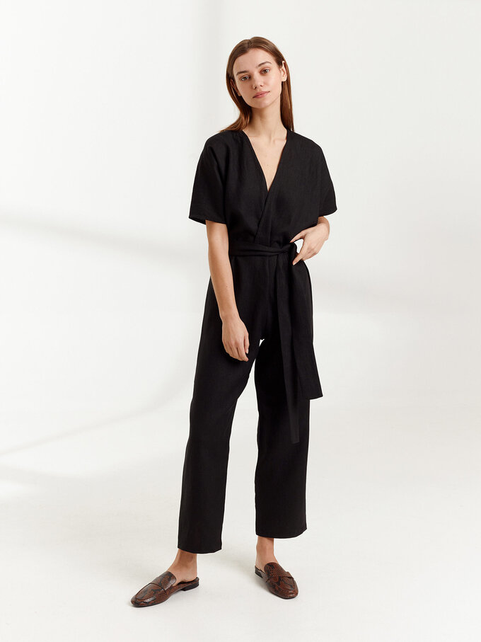 Image 2 of AURORA Linen Jumpsuit in Black from Love and Confuse