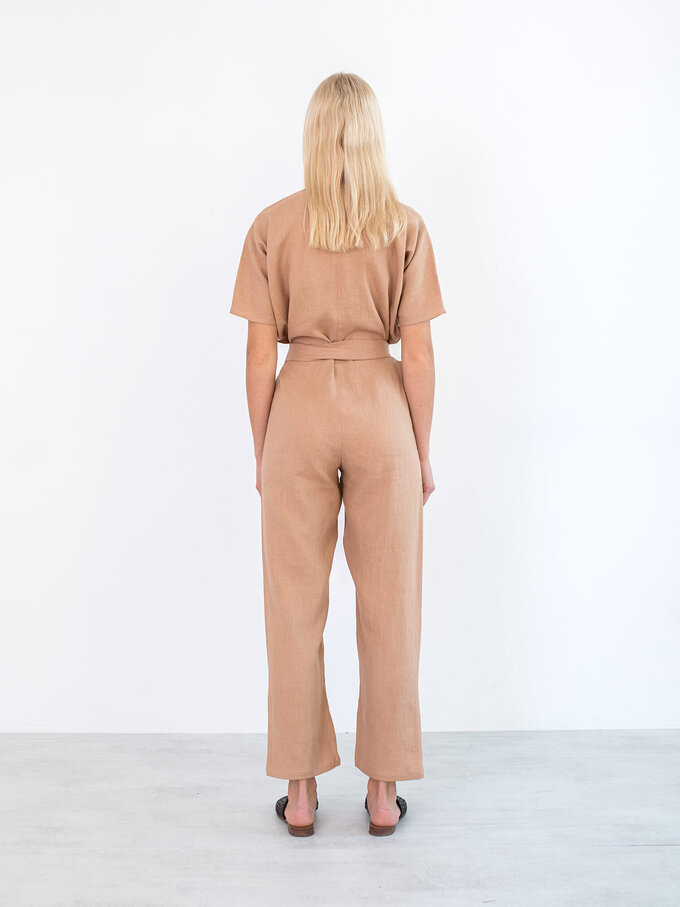 Image 6 of AURORA Linen Jumpsuit in Camel from Love and Confuse