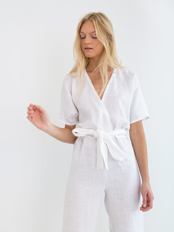 Image 1 of AURORA Linen Jumpsuit in White from ALBERALKIRK
