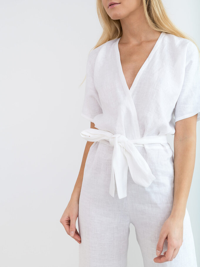 Image 4 of AURORA Linen Jumpsuit in White from Love and Confuse