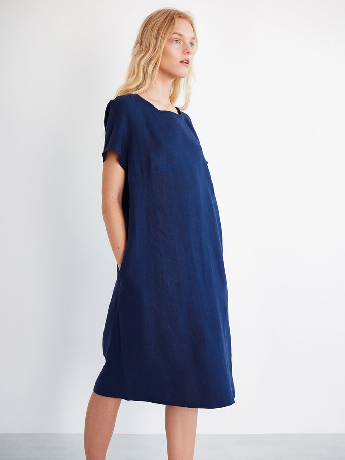 Image 2 of AVA Linen Tee Dress in Navy Blue from Love and Confuse