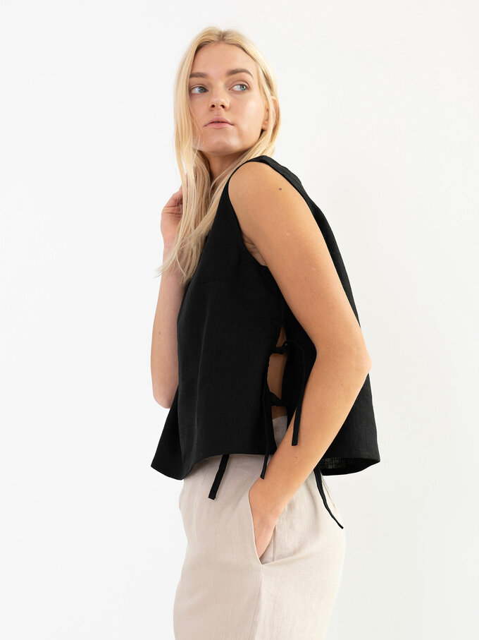 Image 1 of AVERY Linen Tank Top in Black from Love and Confuse