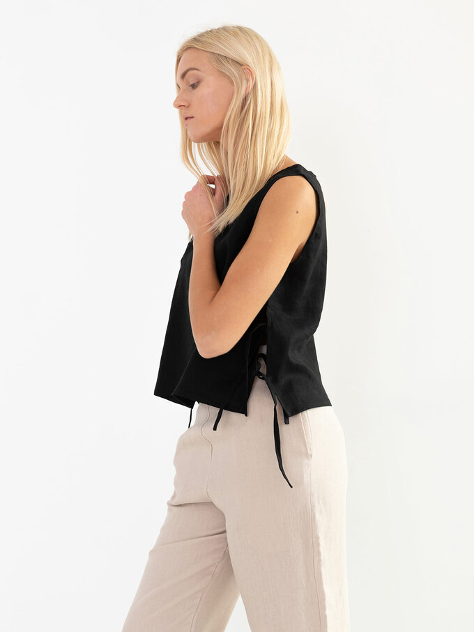 Image 5 of AVERY Linen Tank Top in Black from Love and Confuse