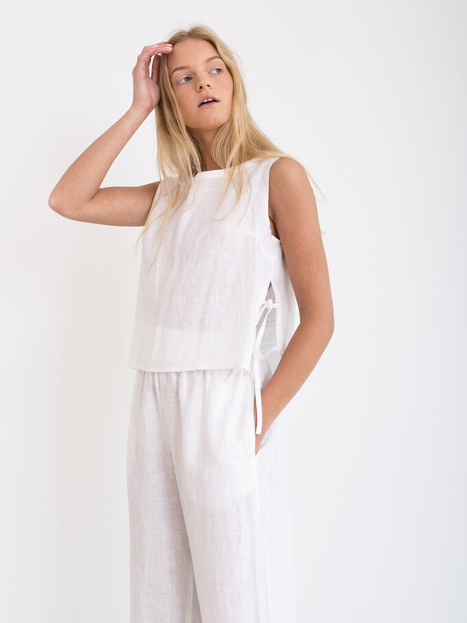 Image 1 of AVERY Linen Tank Top in White from Love and Confuse