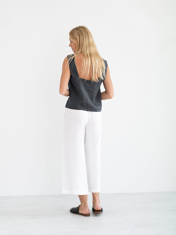 Image 5 of BEA Wide Strap Linen Top in Dark Grey from Love and Confuse
